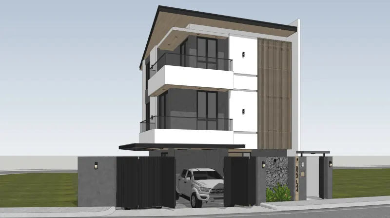 Print do SketchUp da fachada, antes da Risko