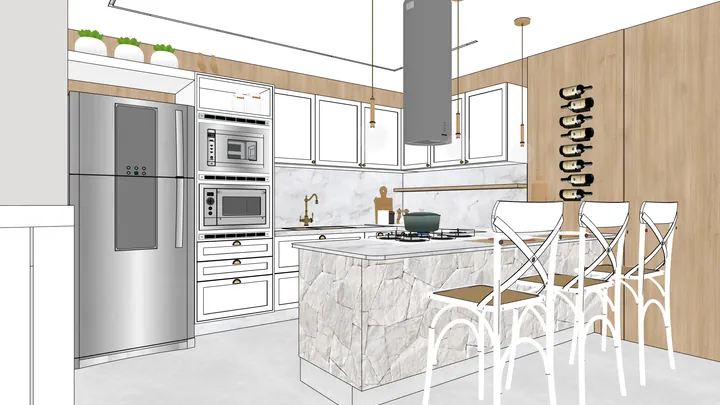 Croqui da cozinha no SketchUp